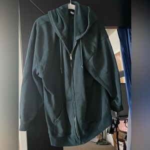 Cozy Oversized Green Zip Hoodie